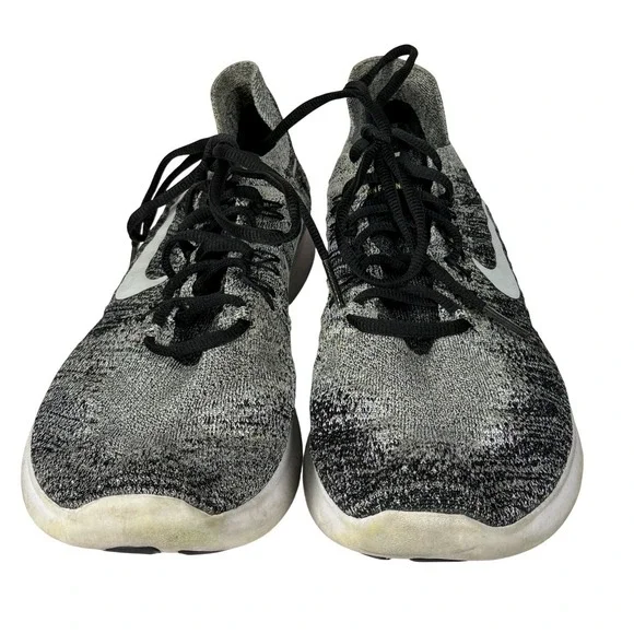 Nike Free RN Flyknit 2017 Womens 10 Black White Running Trainer Gym Athleisure - Picture 2 of 7